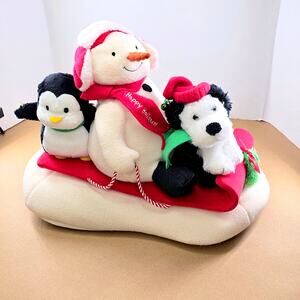 Hallmark 2007 Jingle Pals Snowman Penguin Dog Animated Musical Sleigh Ride